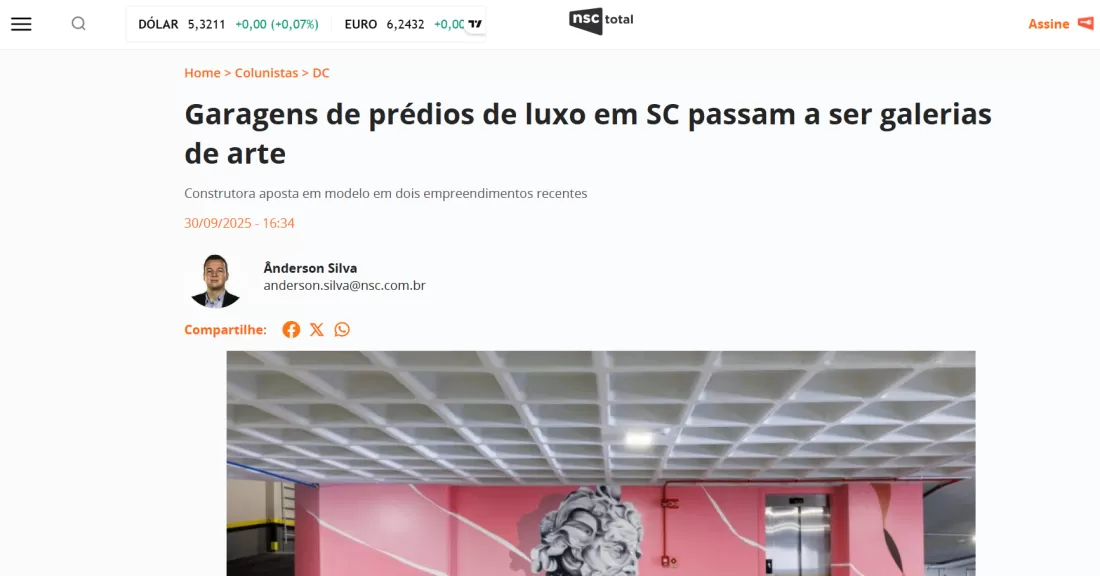 NSC TOTAL: Garagens de prédios de luxo em SC passam a ser galerias de arte