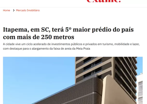 EXAME: Itapema, em SC, terá o 5º maior prédio do país com mais de 250m
