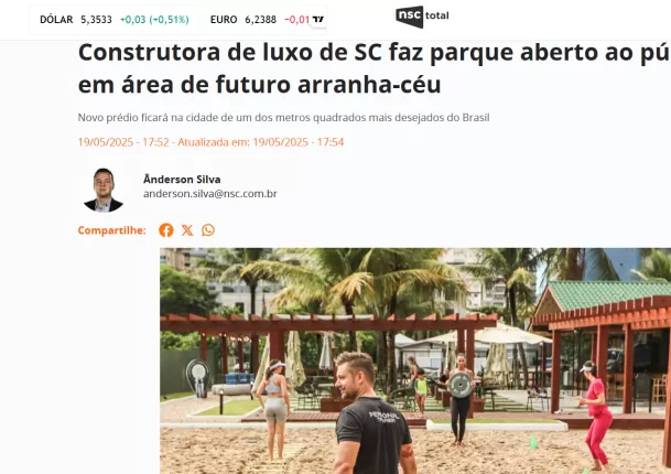 NSC TOTAL: Construtora de luxo de SC faz parque aberto ao público em área de futuro arranha-céu
